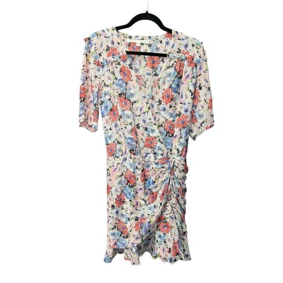 Veronica Beard Dakota Ruched Silk Floral Mini Dress White Multi Sz 6 WornOnTV - Picture 7 of 12